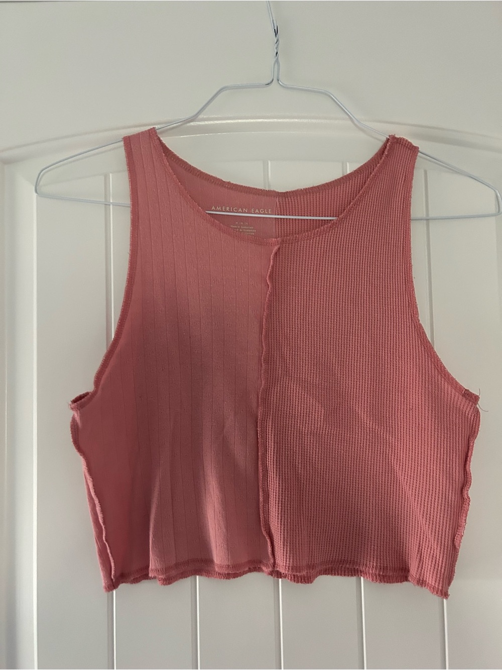 American Eagle Outfitters Ribbed Dusty Rose Cropped Tank